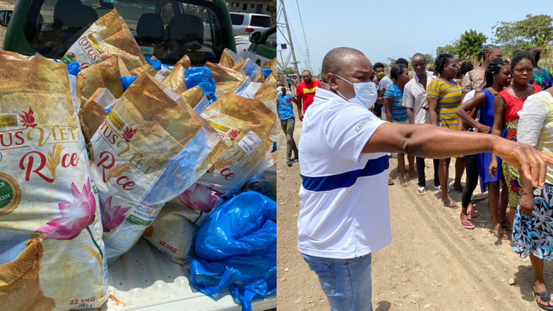 Hassan Ayariga shares food items to the needy using the best method seen so far