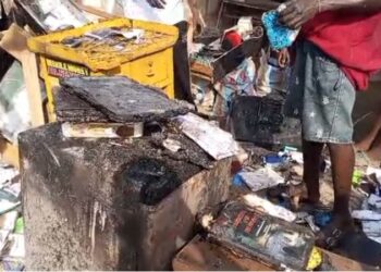 Two Injured as Fire Razes Mobile Money and Phone Shops at Kasoa Walantu