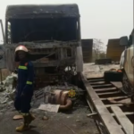 Trucks carrying Hyundai Van, 1,000 bags of cement catch fire at Buipe
